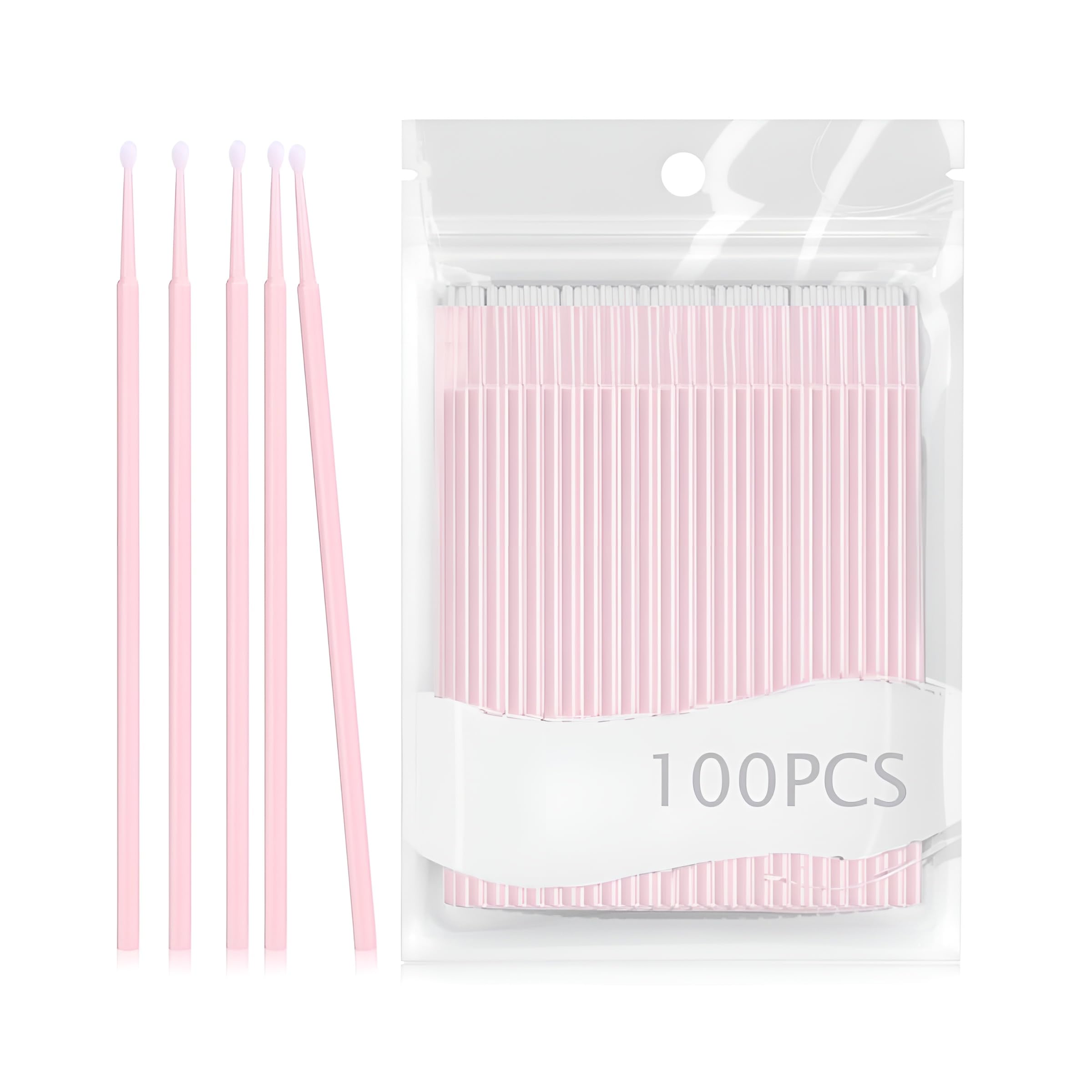 100-Count Precision Cotton Swabs, Detailing Cotton Buds for Makeup, Micro-Tip Cotton Applicators for Eyeliner, Nail Art & Touch-Ups (Pink)-picture-27