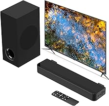 120W Sound Bar, 2.1 ch Surround Sound System for TV, Soundbar with Subwoofer for Home Theater, Sound Bar for Smart TV with 2 Mid high Frequency Speaker, TV/Gaming/Projectors, Wall Mountable