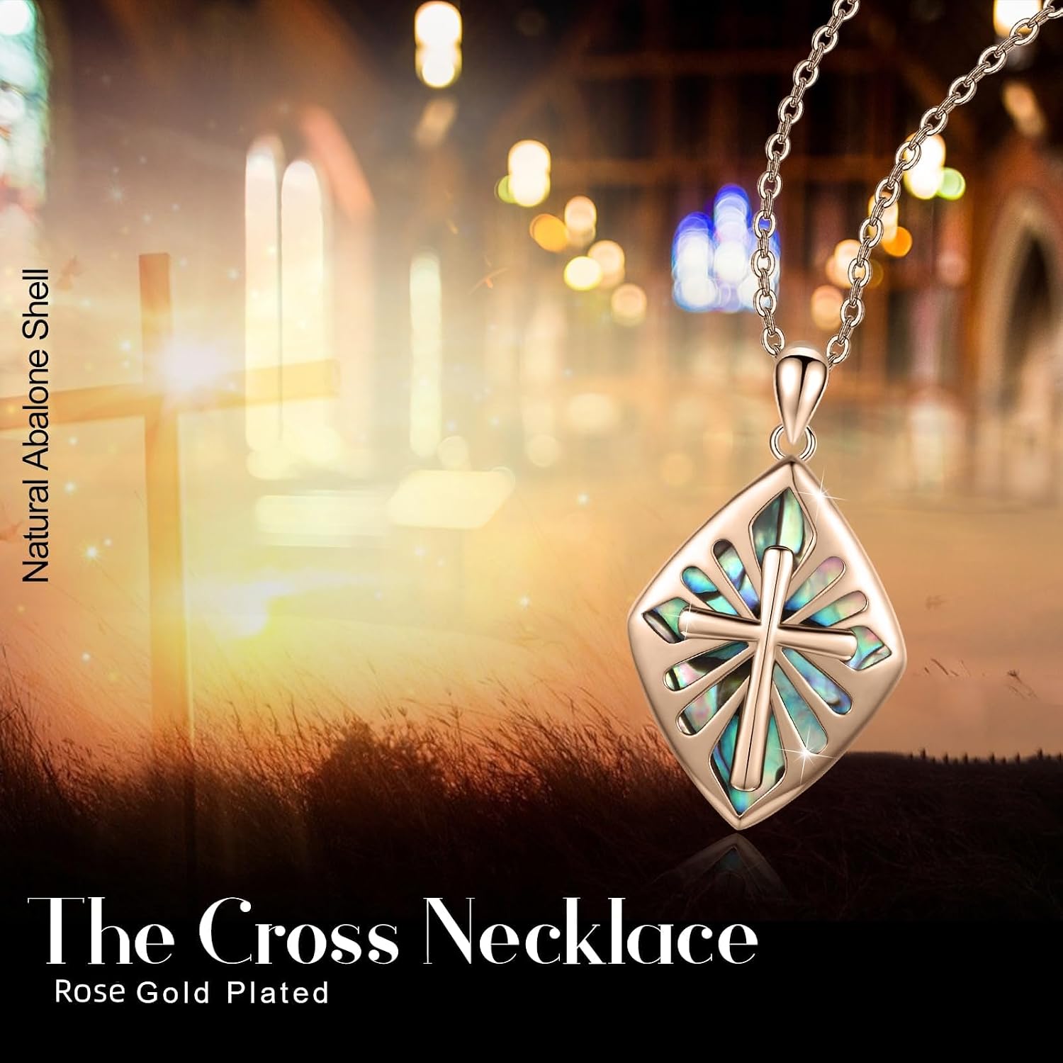 Cross Necklace for Women 925 Sterling Silver Abalone/Opal Shell Cross Pendant Necklace Religious Birthday Christmas Jewelry Gifts for Her