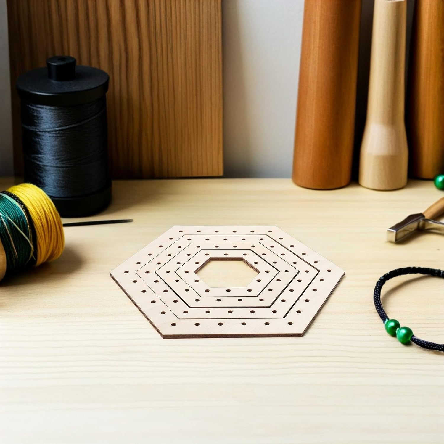 Wooden Hexagon Craft Weaving Loom Kit for Easy Beginner Projects