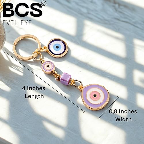 Miniatura 5 de BCS Llavero con dije de mal de ojo, amuleto de buena suerte y protección, llavero de automóvil, accesorios para bolso para mujer