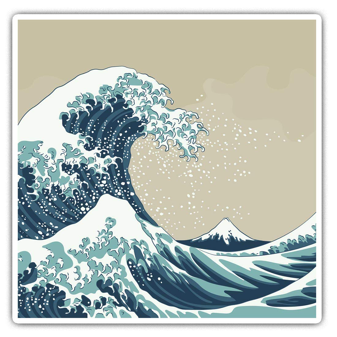 2 x 7.5cm Square Vinyl Stickers - Vintage Great Wave Japan Decals 2115