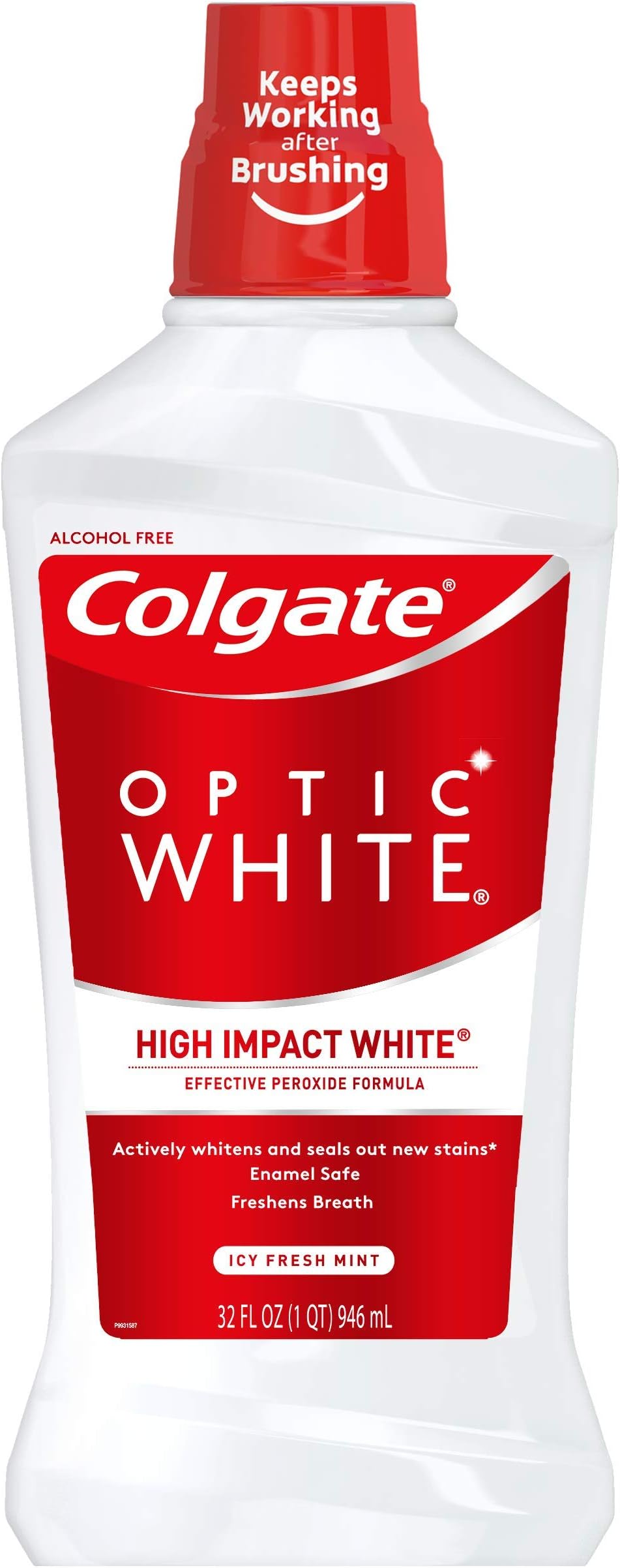 Colgate Optic White Whitening Mouthwash, Fresh Mint - 946mL, 32 Fluid Ounces