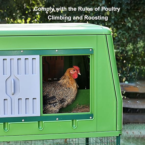 Durable Plastic Large Chicken Coop Outdoor, Portable Chicken House with Nesting Boxes, Easy Clean Tray, Mobile Wheels Run