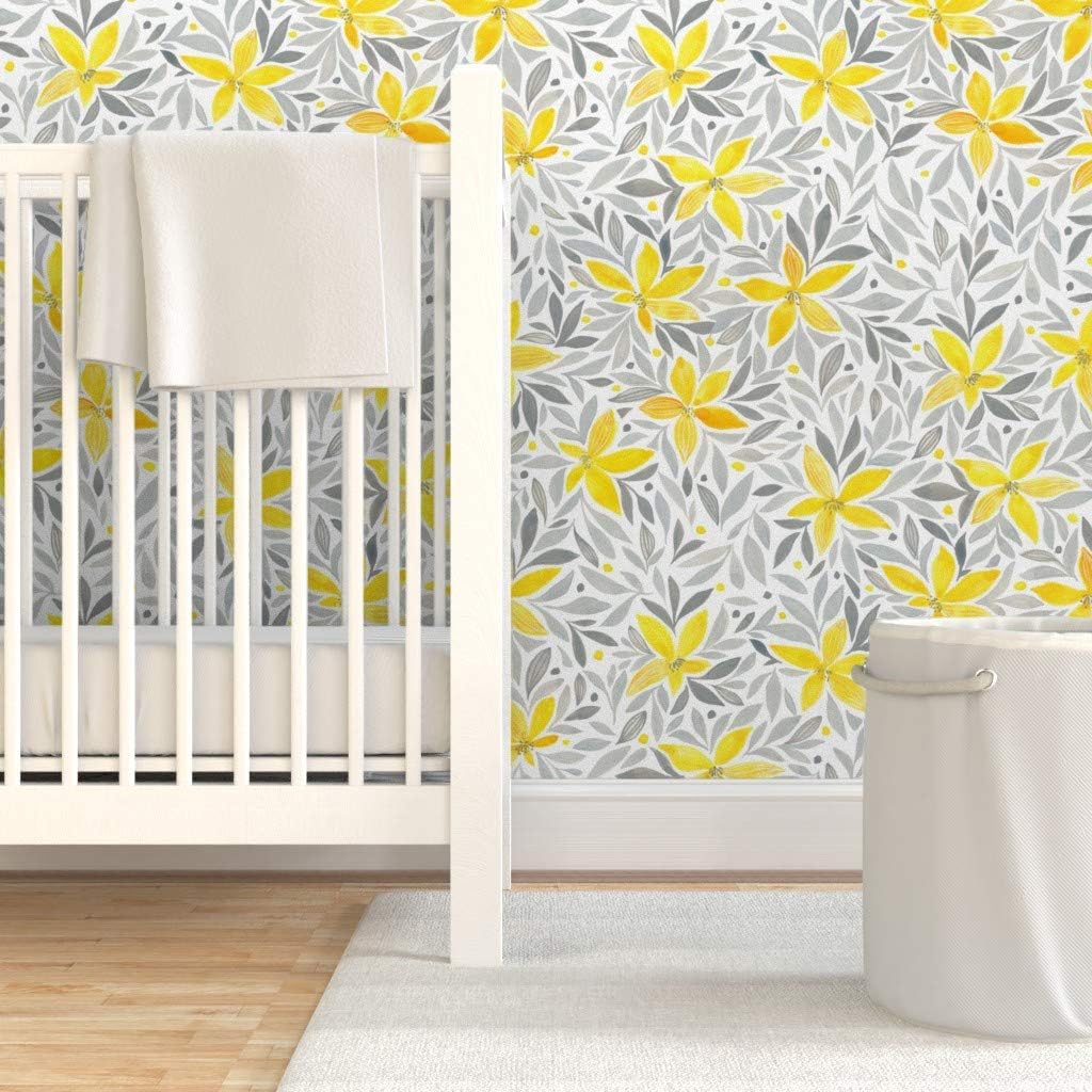 Peel & Stick Wallpaper 6ft x 2ft - Golden Blooms Color Year Custom Removable Wallpaper by Spoonflower