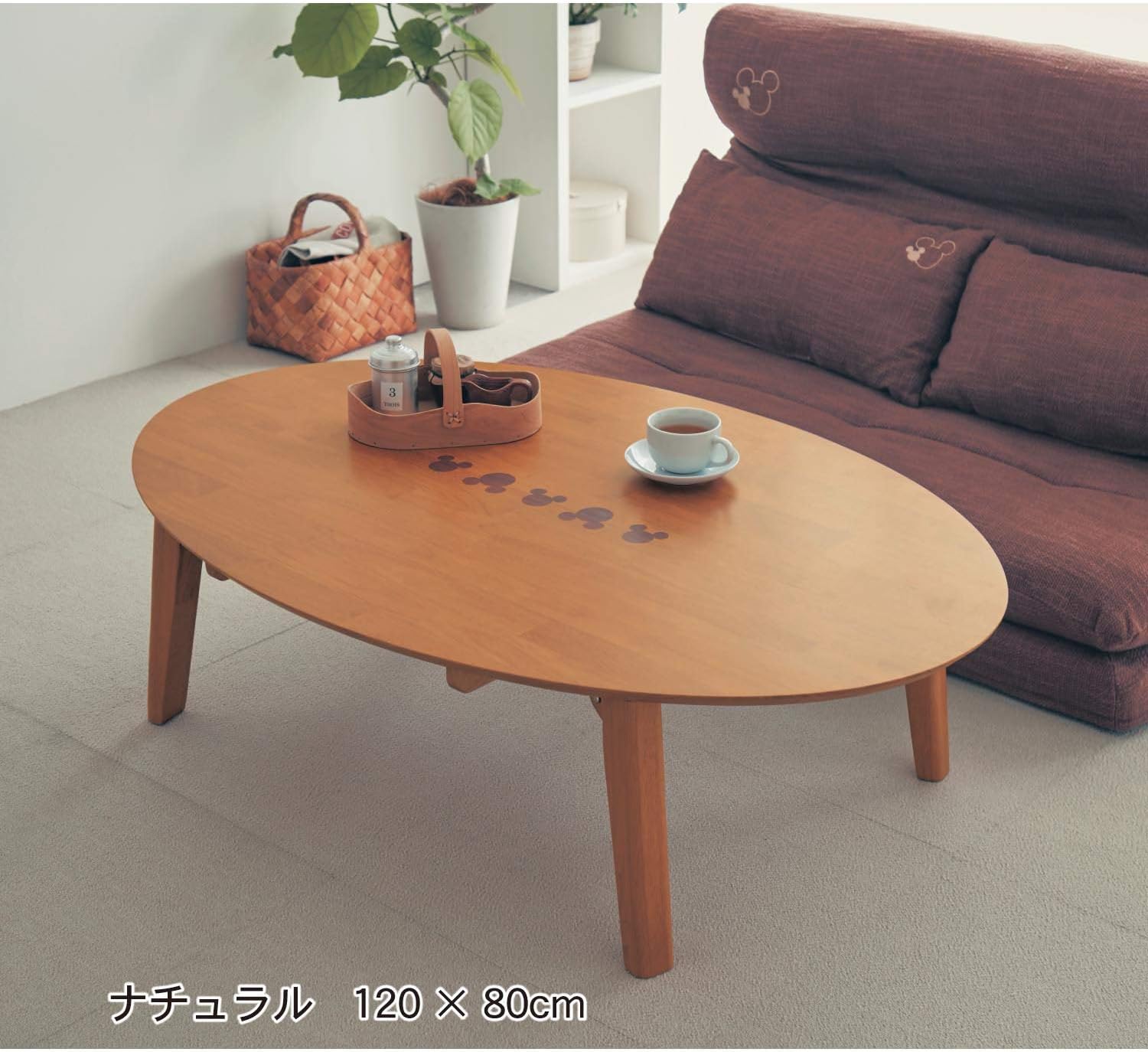 Amazon Co Jp ベルメゾン ディズニー リビング テーブル 折りたたみ テーブル ナチュラル 幅95 奥行60 ホーム キッチン