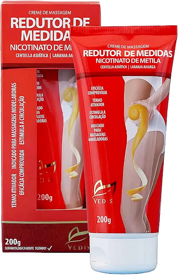 Creme Massagem Redutor de Medidas Nicotinato de Metila Redução de Celulite - 200g