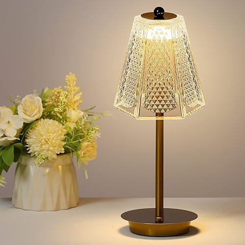 Miniatura 1 de Neoglint Cordless Table Lamp - Touch Control Rechargeable Battery Powered Crystal Table Lamp, 3 Colors Temperature & Stepless Dimmable Bedside Lamp