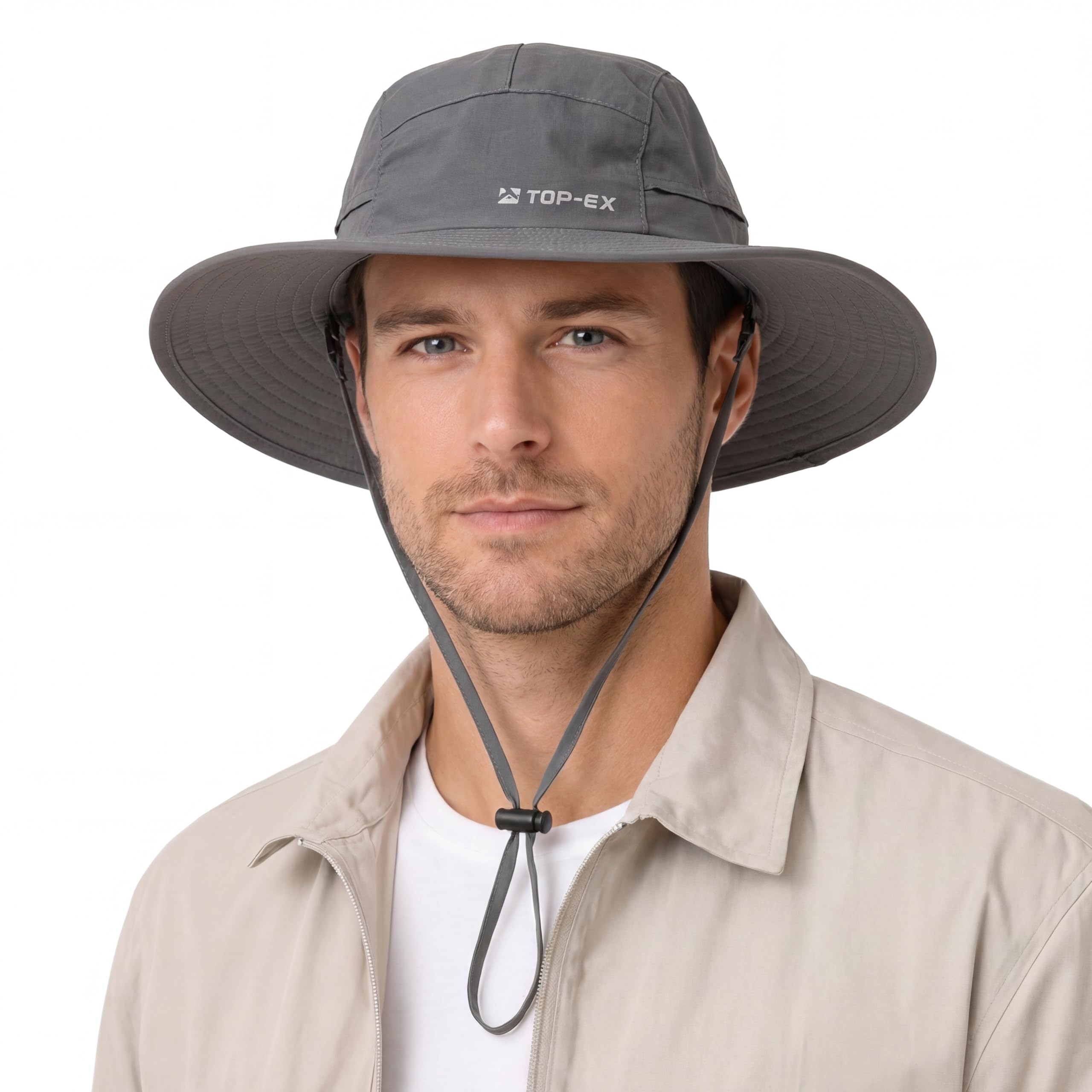 TOP-EX Chapeau de soleil imperméable à large bord pour homme XL/XXL - Protection solaire UPF 50+ - Pliable