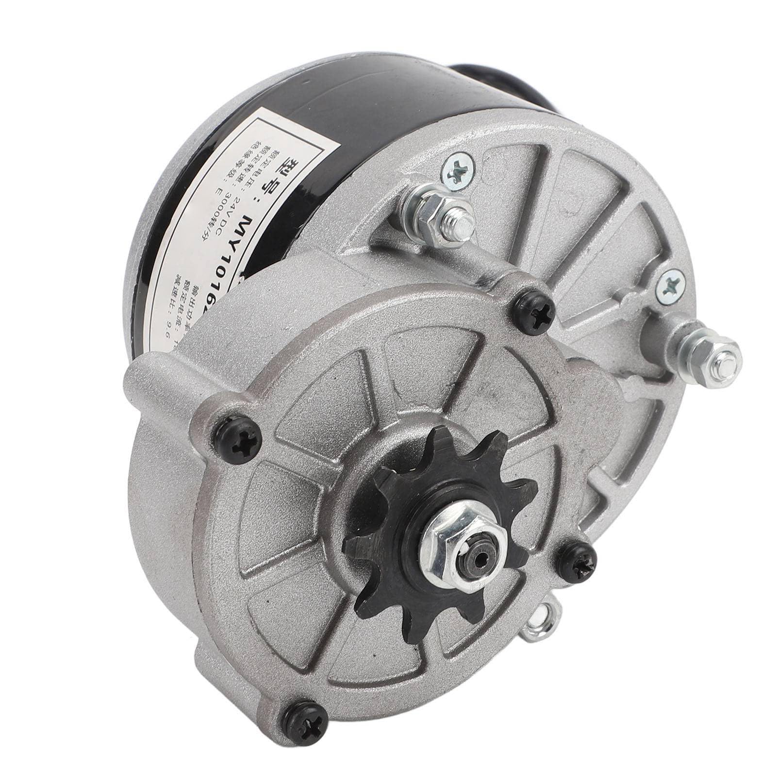 MY1016Z 24V 350W Motore elettrico con riduttore in alluminio e rame 3000 giri/min Motore DC spazzolato per moto Prestazioni superiori Costruzione durevole Installazione semplice