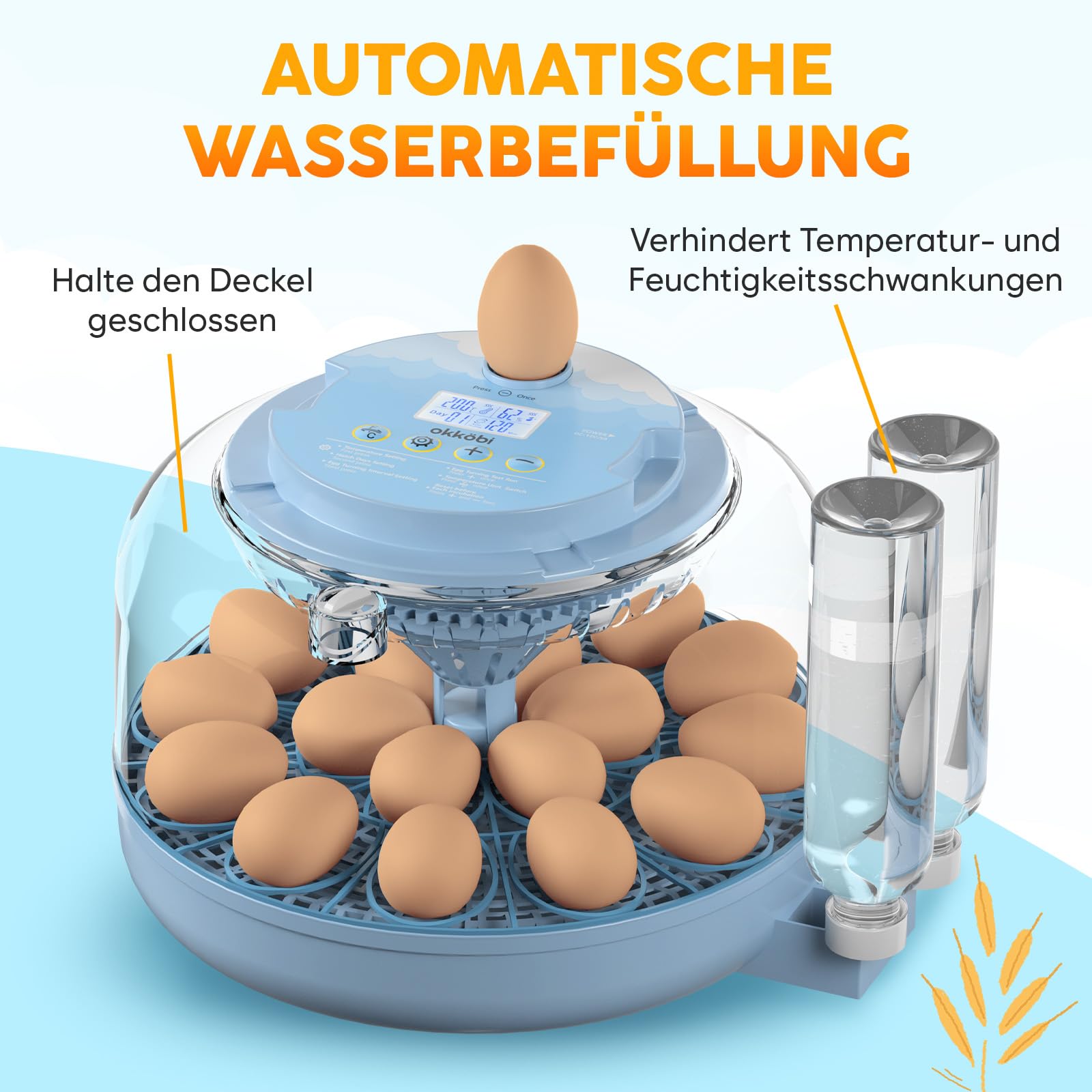 E18 Brutautomat für 18 Eier Vollautomatisch mit automatischem Wenden
