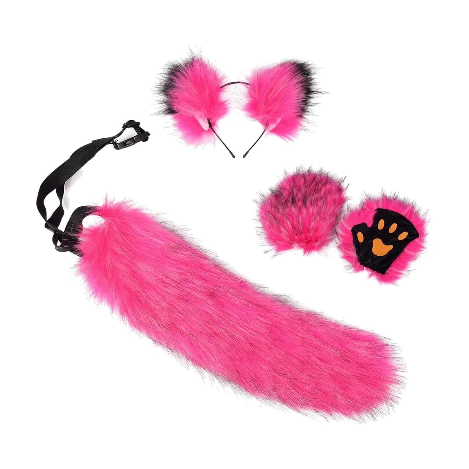 Tier-Kostüm-Set mit, Ohren-Stirnband und Pfotenhandschuhen Plüschig Cosplay-Tier-Ensemble Bequem -Kostüm-Set für Halloween, Conventions