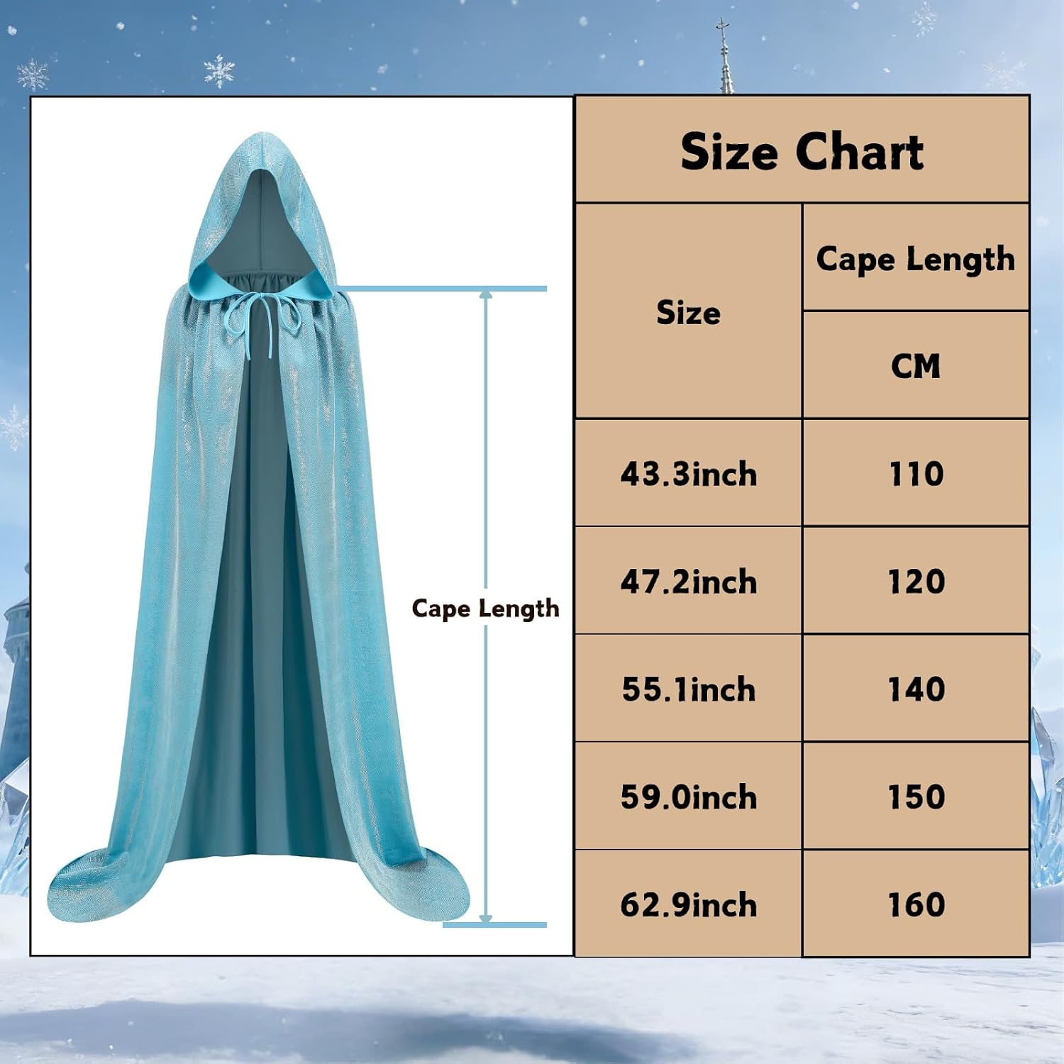 Adult Unisex Full Length Hooded Cloak Sparkle Shiny Cape with Hood Women Halloween Mardi Gras Wizard Cosplay Costume