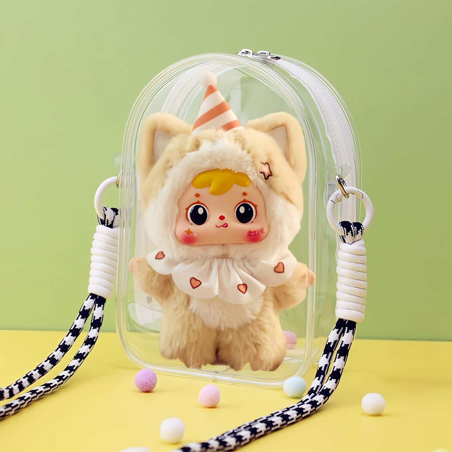 Large Figure Display Case,Clear Doll Bag,Protective Case for Nommi Blind Box for 6'in / 7.2'in Dolls Accessories, Crossbody Storage Bag for Figures. (No Dolls)