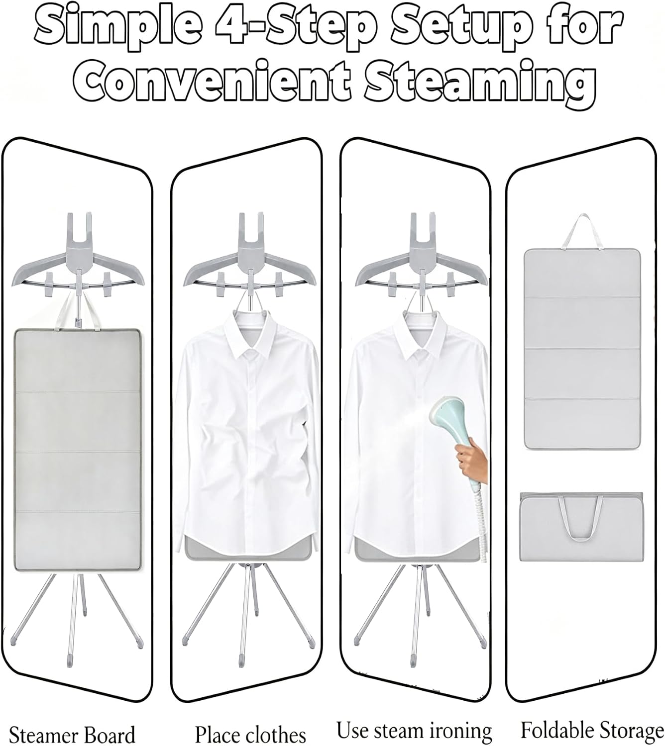 Foldable Steamer Stand – Adjustable Clothes Hanger Rack for Travel | Foldable Steamer Stand with Ironing Gloves, Lint Remover, Storage Bag & Portable Ironing Board – Ideal for home & travel.