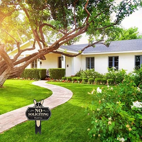 Miniatura 4 de Letrero de "No Soliciting para casa", divertido letrero de metal para patio al aire libre para decoración de puerta y patio, regalos para dueños de
