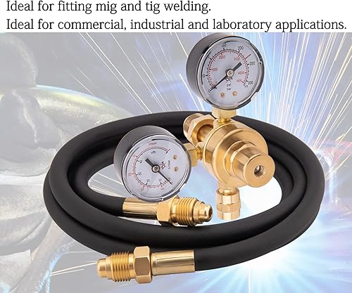 Miniatura 7 de Reguladores de argón CGA580 CO2, regulador de soldadura de gas de calibre de argón compatible con Mig Tig Miller Lincoln Weld 0-4500PSI / 0-10BAR -