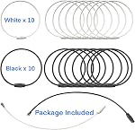 20 PCS Stainless Steel Wire Keychains Cable, Luggage Tag Loops, 2mm Large Keyring Loops 6 inch for Luggage Tags, Key Tags, Keyrings (Black and White)