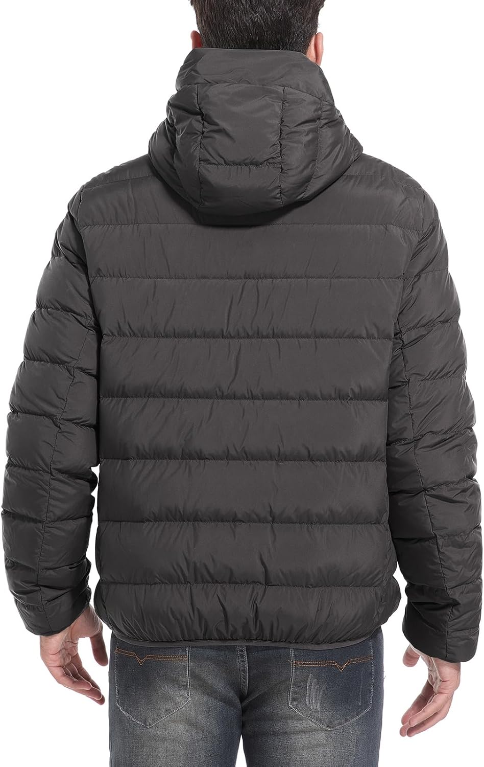 Men's Ultra Lightweiht Packable Down Jacket Hood Water-Resistant Full Zip Pockets Puffer Jackets - Image 2