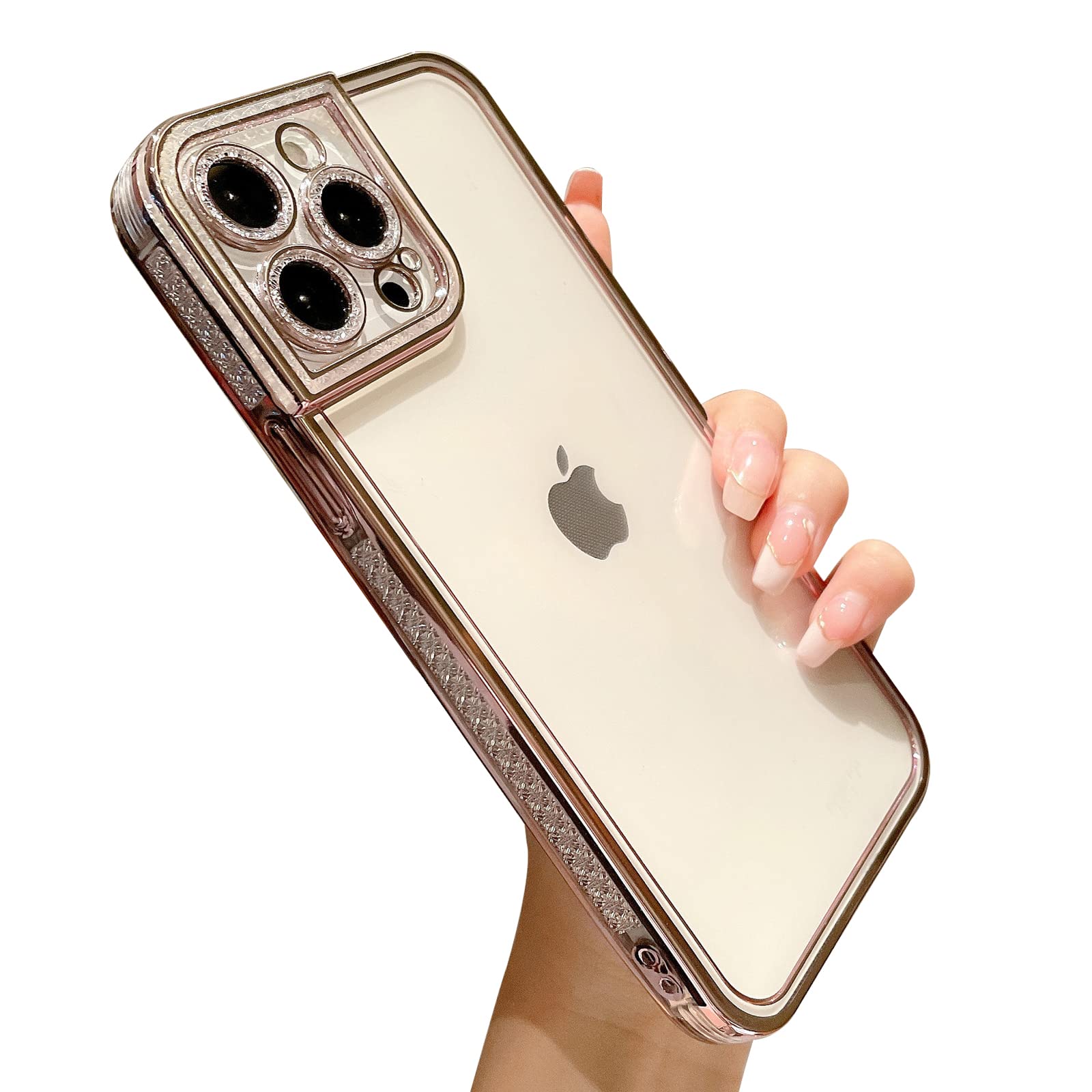 Teageo Compatibile per iPhone 14, Trasparente Custodia per Cellulare da Donna Custodia Protettiva Morbida di Lusso Cover periPhone 14, Nero
