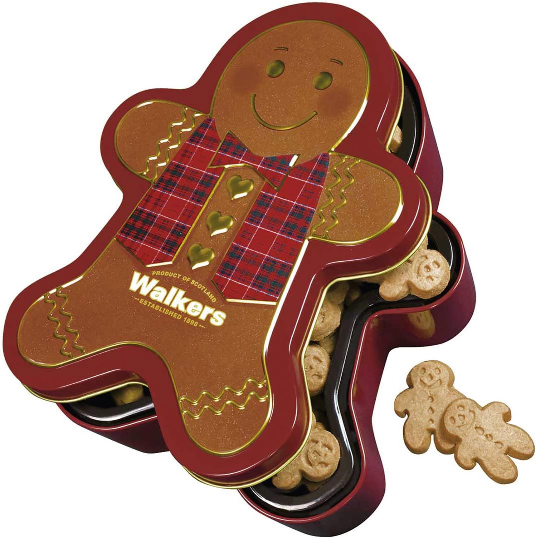 Walker's Shortbread Gingerbread Man Tin, 48 Individual Mini Gingerbread Men Cookies, 10.6 Oz