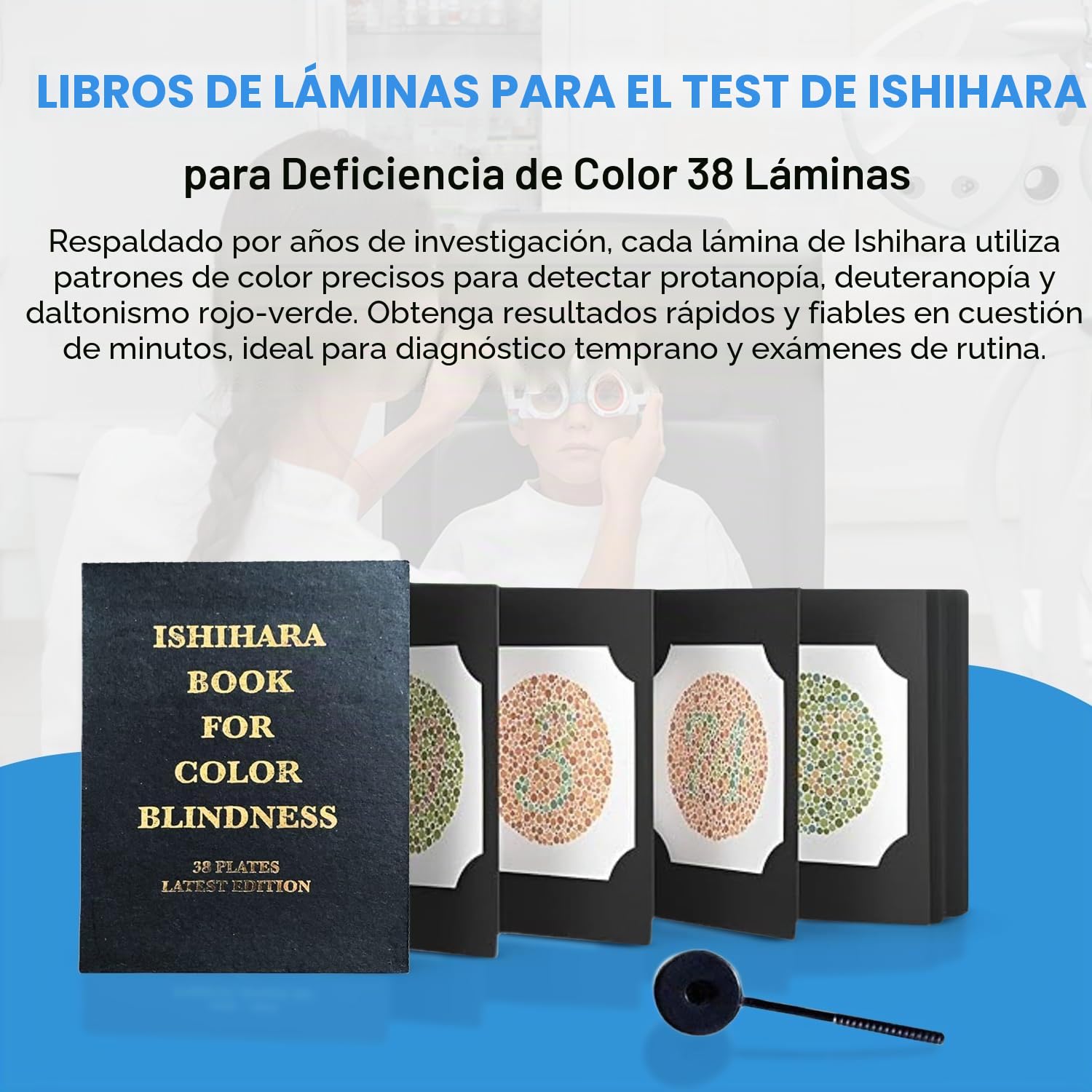 Ishihara tabla de prueba libros para color deficiencia 38 platos última edición con usar Manual y un ojo occluder.