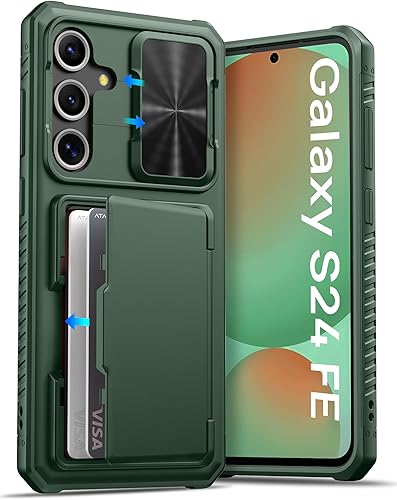 Miniatura 29 de ATATOO Funda para Samsung Galaxy S24 FE con tarjetero (almacena 4-5 tarjetas) [bloqueo RFID] y cubierta de cámara deslizante, protección de grado