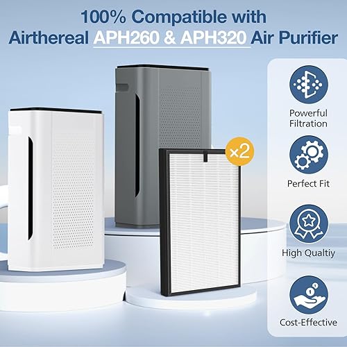 Miniatura 2 de Paquete de 2 filtros de repuesto Pure Morning APH260 para APH260, sistema de filtro 3 en 1 que incluye prefiltro, filtro HEPA verdadero y filtro de