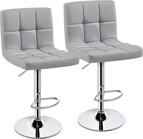 Miniatura 25 de Topeakmart Taburetes de bar modernos de altura ajustable, taburete giratorio de piel sintética, silla trasera de isla de cocina, taburete giratorio