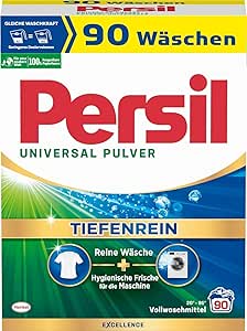 Persil Universal Powder Deep Clean Detergent (90 Washes), Full Detergent for Pure Laundry and Hygienic Freshness for the Machine, Effective from 20 °C to 95 °C