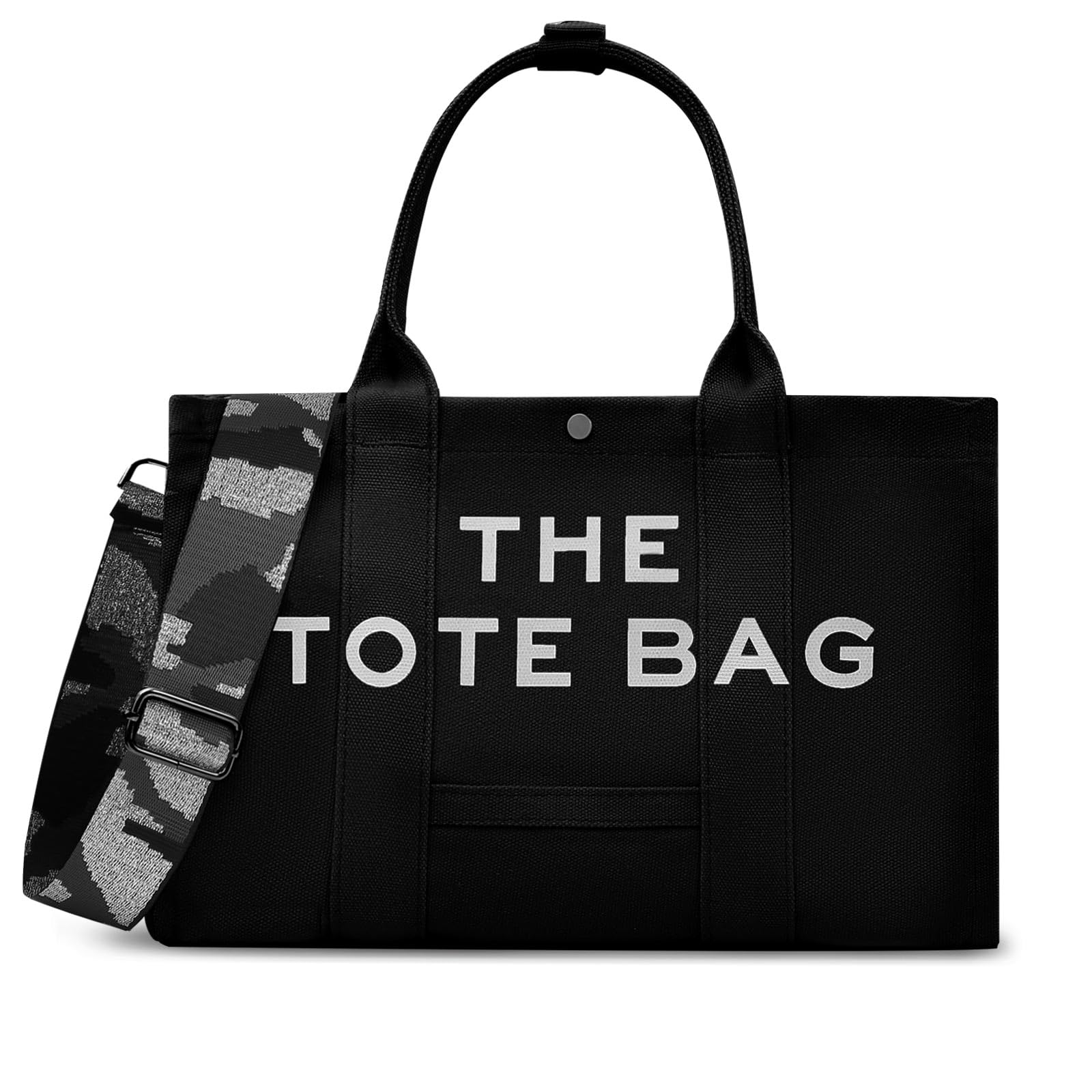 WOOMADA Tote Bag For Women, Canvas Tote Bag with Zipper, Women Shoulder Bag, Crossbody Bag for Work, Travel