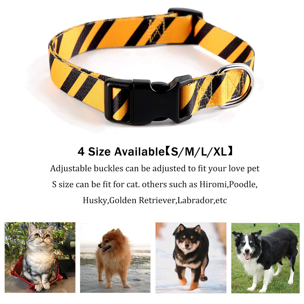 2 collares de Halloween para perro, gato, cachorro, mago, escuela, impresión escolar, collares ajustables con divertida correa para mascotas, perros, gatos, pequeño, mediano y grande (amarillo