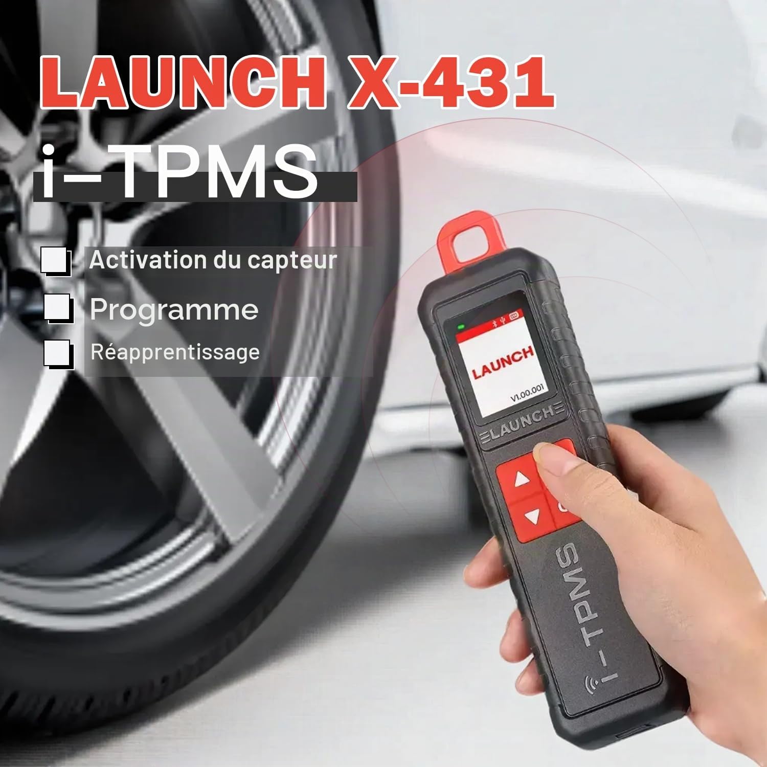 LAUNCH X-431 i-TPMS Outil de Réapprentissage TPMS Détecteur de Pression des Pneus, Activation/Réapprentissage/Programmation des Capteurs, Fonctionne w/ X431 Scanners/i-TPMS APP(peut être utilisé seul)
