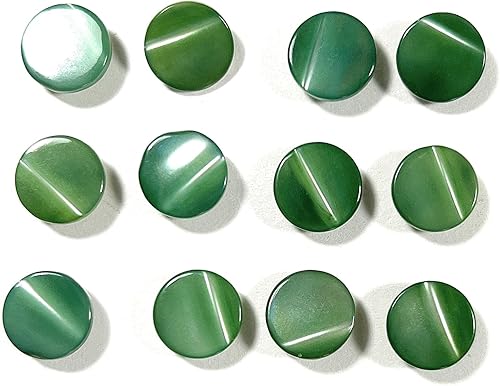 12 botones de nácar de 38 a 0.433 in - Botones de blusa de concha, botones de camisa de concha, vástago (musgo claro de 0.472 in 38 pulgadas M.O.P)