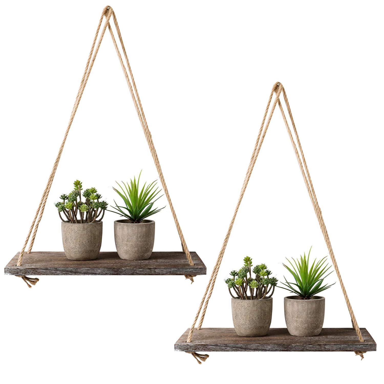 undrand2 Pack Rustic Wood Floating Shelves for Wall, Boho Wall Decor Plant Shelf Bathroom Shelves Farmhouse Decor Wall Shelf Bedroom Wall Decor