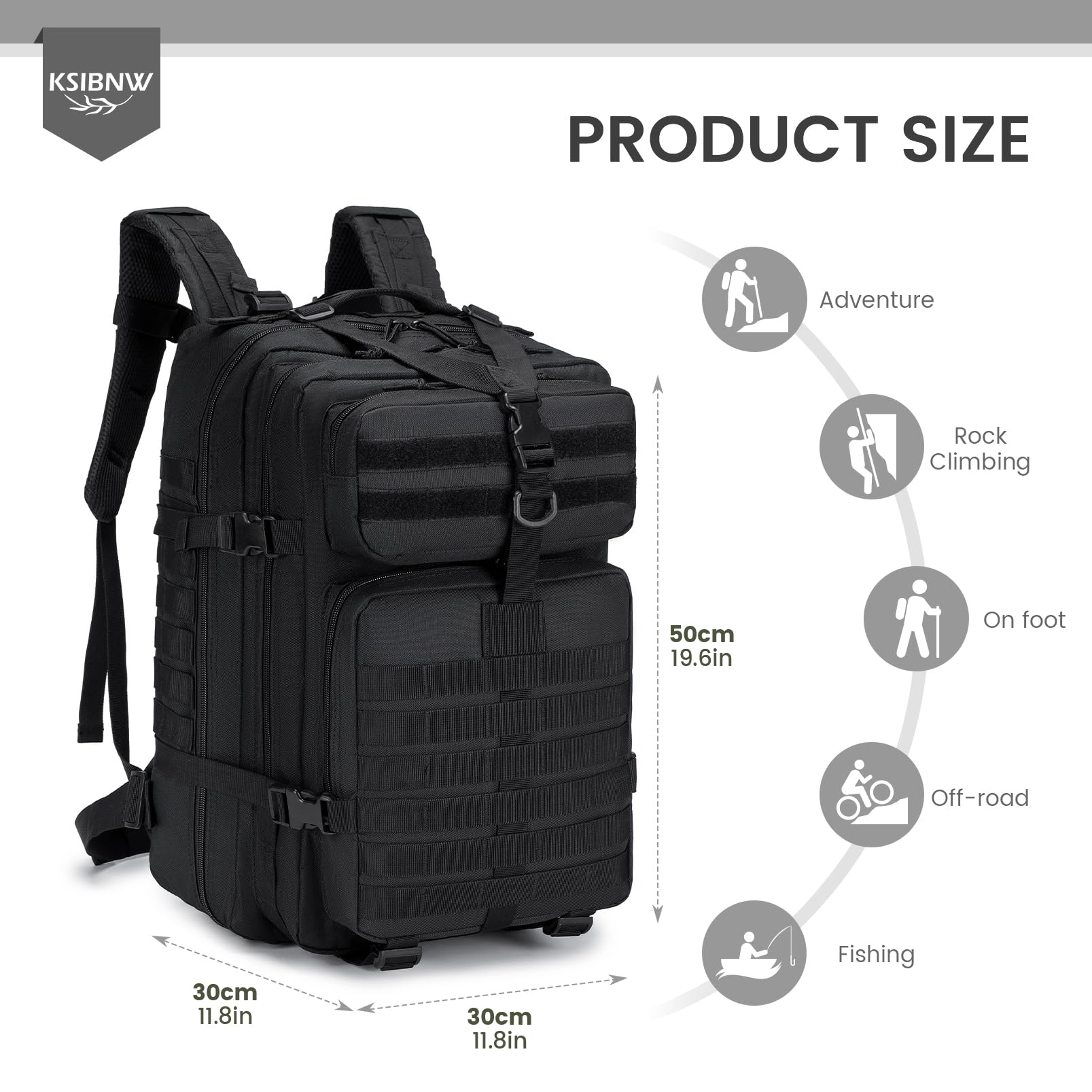 KSIBNW Mochila Táctica Militar 50L,Paquete de Asalto Molle Mochila Bolsa de Emergencia de 3 Días para Caza Senderismo Acampada y Actividad al Aire Libre,Senderismo,Camping,Trekking