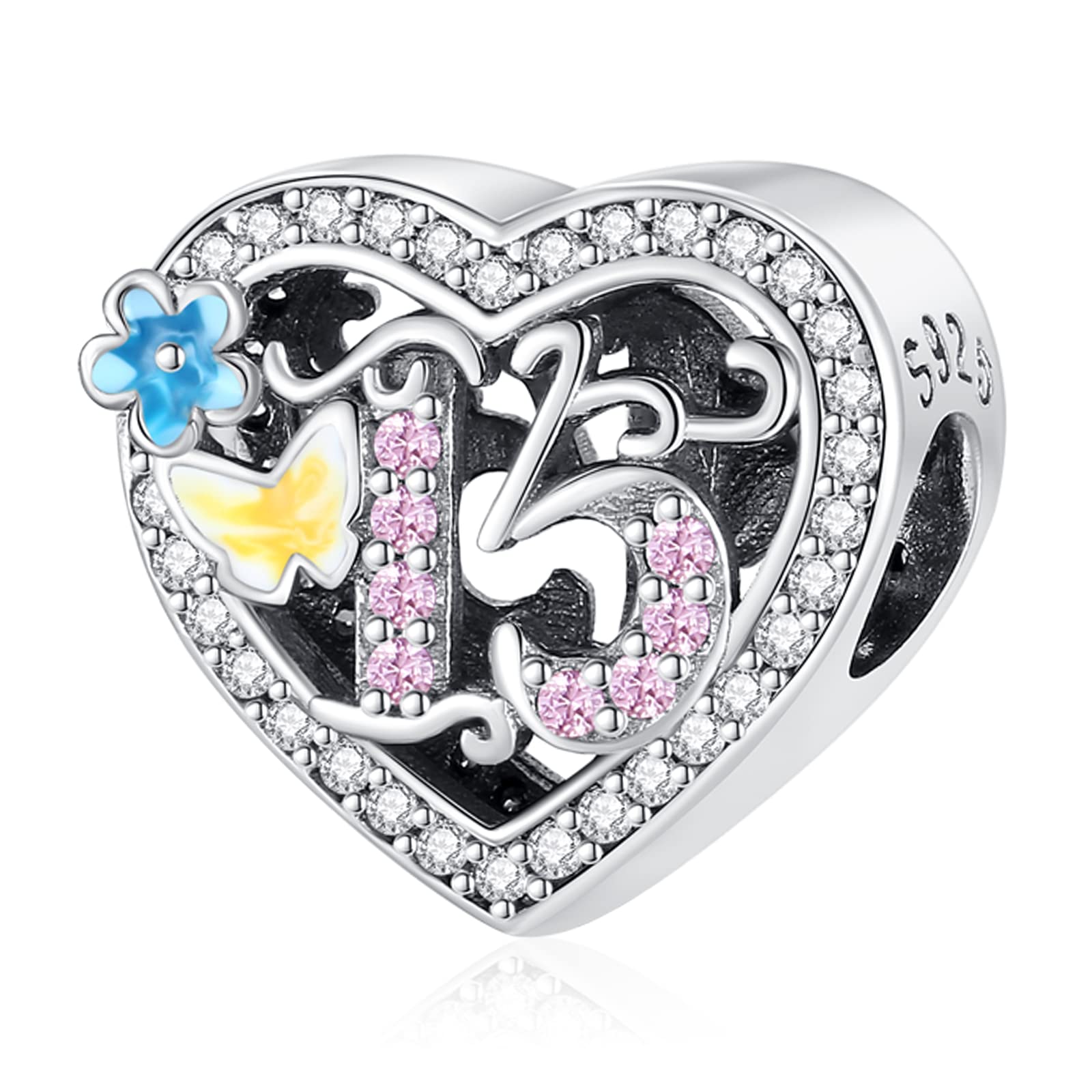 MGIUL925 Sterling Silver Charms for Bracelets Necklaces Birthday Cake Candle Flowers Clip Bear Bee Dangle Pendants Beads with 5A Cubic Zirconia,Murano Glass Charms Jewelry Gift for Women Girls