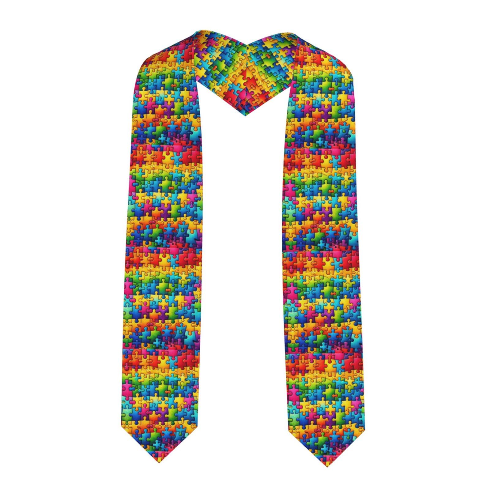 Augenstern Unisex Pointed Graduation Stoles Autism-Puzzle-Piece Fashion Graduation Sash