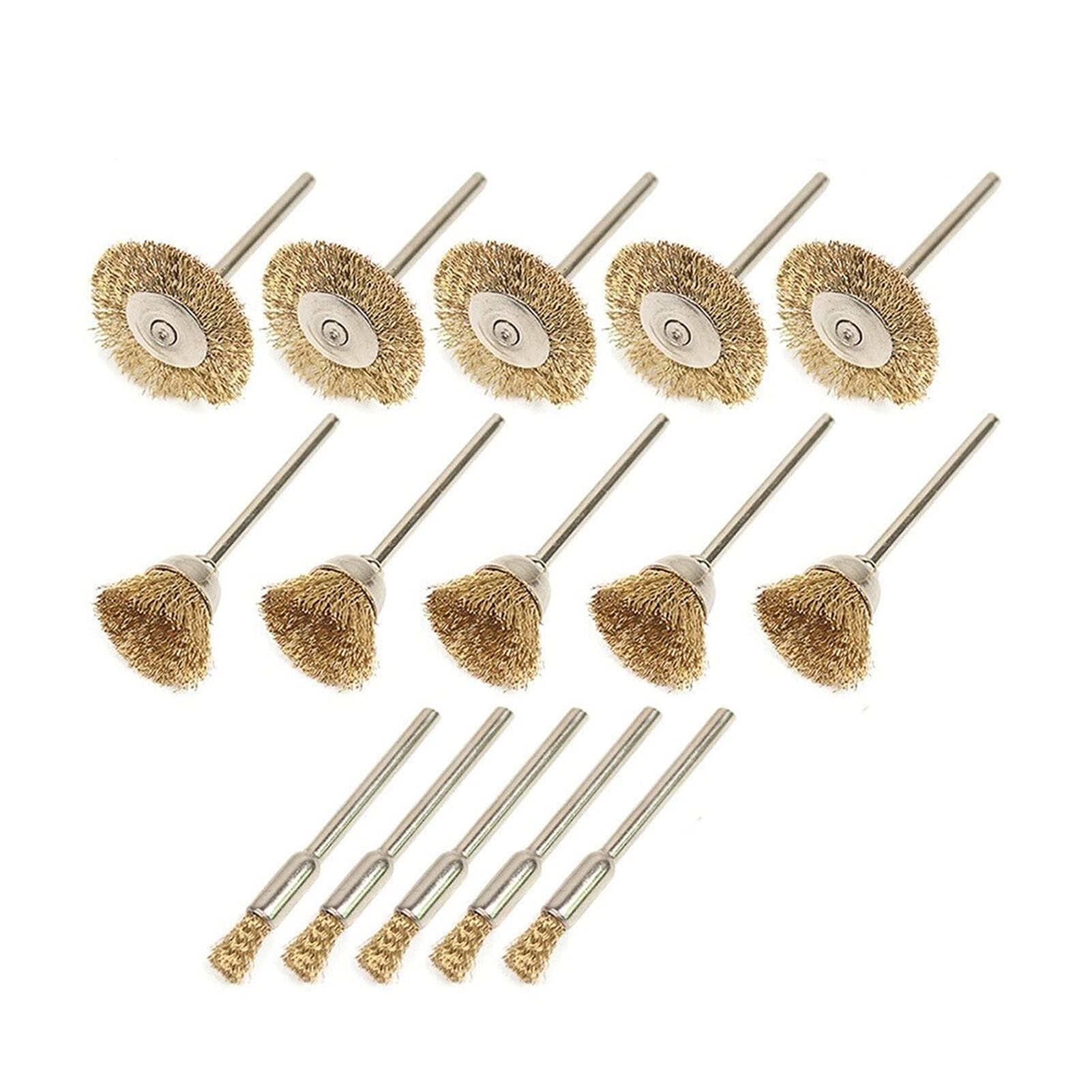 Szczotka druciana T-Shaped Brass Wire Brushes, for Drills Set,15pcs 15mm Pencil Cup Rotary Tool for Metal Removal Polishing Weld