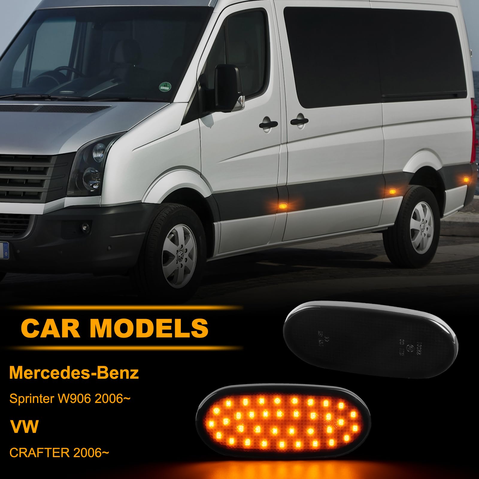 Luce di posizione per Mercedes-Benz Sprinter W906 2006~,Indicatore di Direzione a LED per Mercedes-Benz Sprinter W906 2006~, Nero, Canbus, 6 Pezzi