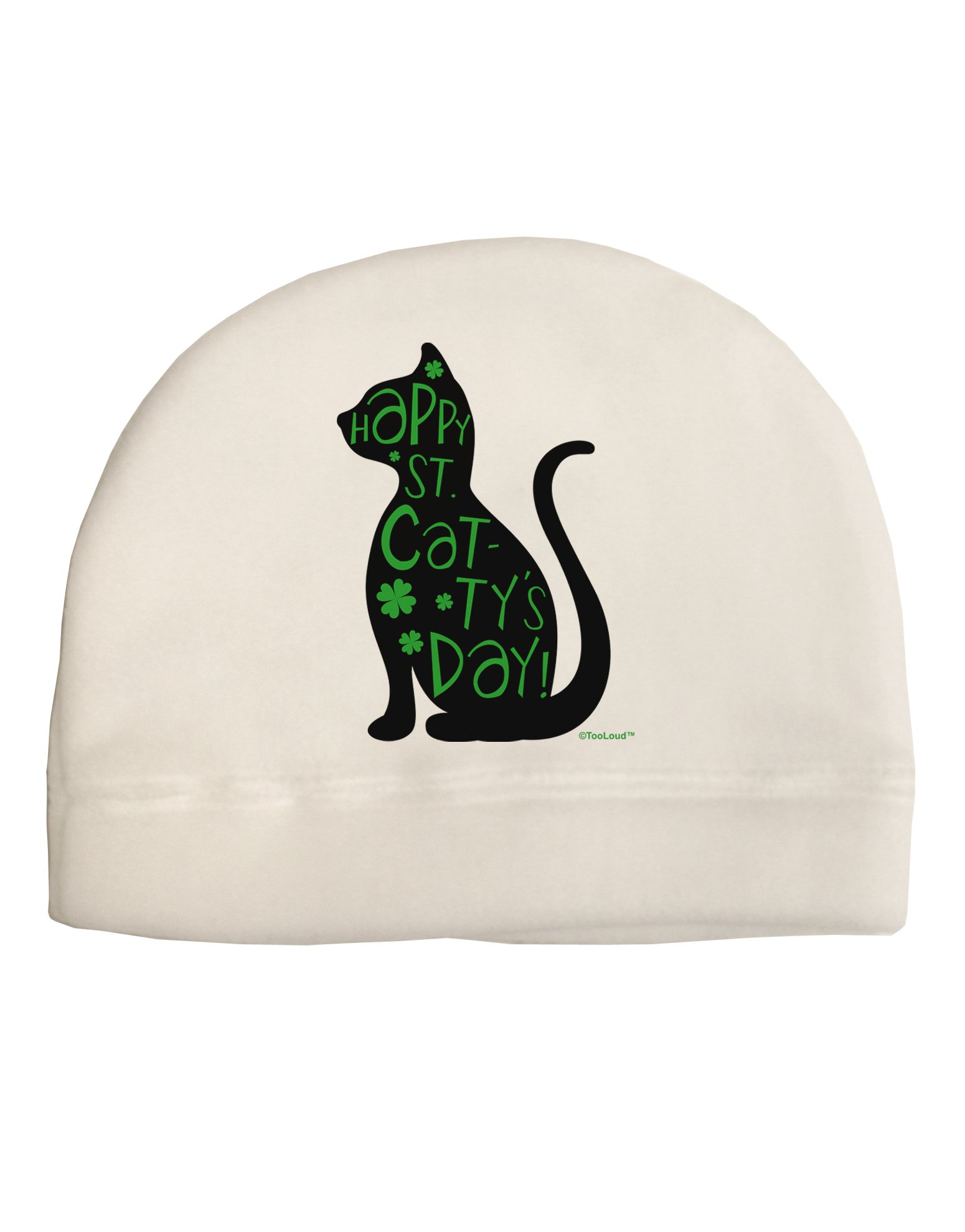TOOLOUD Saint Patrick's Day Cat - Happy St Catty's Day Child Fleece Beanie Cap Hat White