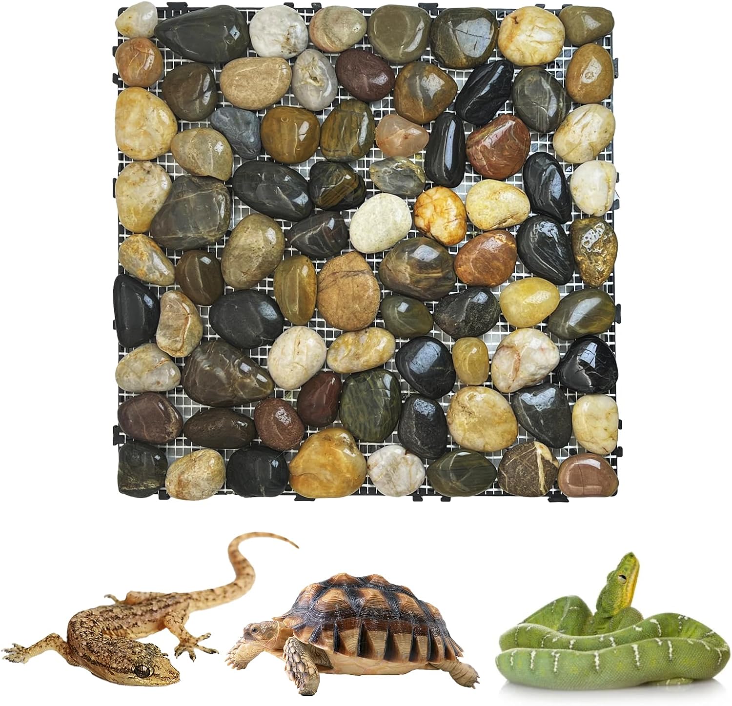 Hamiledyi Bearded Dragon Tank Accessories 11.8″ L x 11.8″ W Reptile Substrate Mat Terrarium Liner Pebble Pad Non-Adhesive Reptile Flooring Mat Bedding for Leopard Gecko Snake Lizard Tortoise