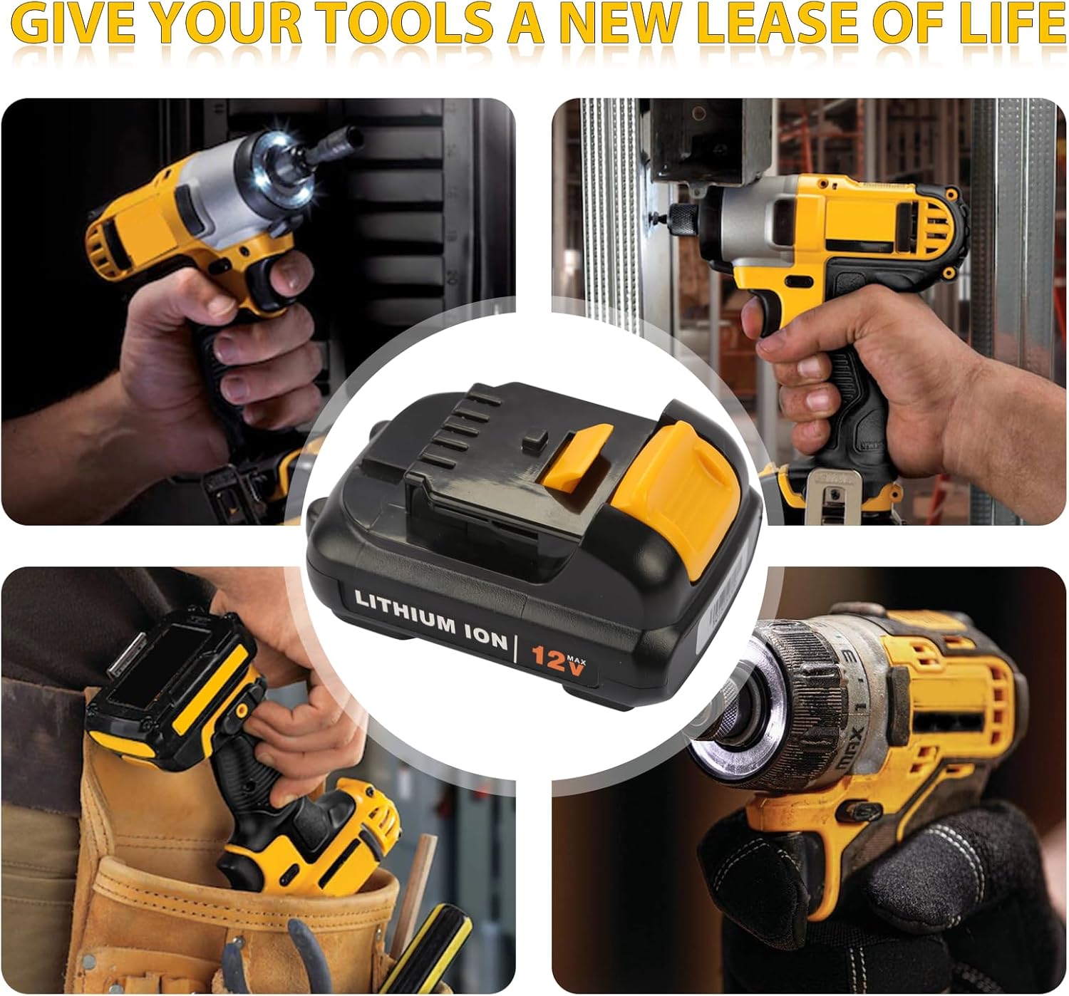 DCB120 12V 4.0Ah Replacement Battery for Dewalt 12V Battery DCB121 DCB123 DCB122 DCB124 DCB125 DCB127 Compatible with All Dewalt 12 Volt Max Lithium Battery(2 Pcak) - Image 6