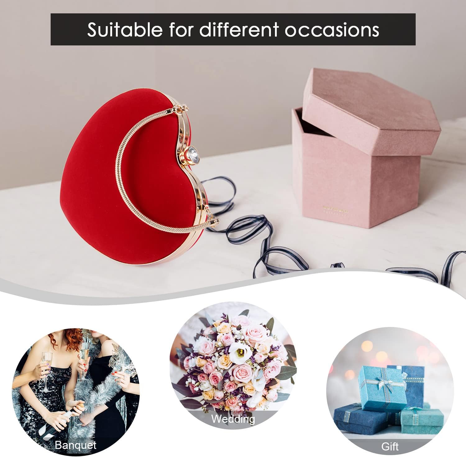 Women Heart Purse Wedding Party Evening Bag Cute Heart Shaped Clutch Small Cocktail Prom Tote Handbag