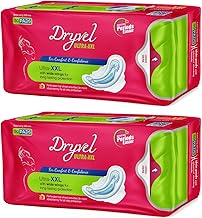 Dryvel Ultra-XXL Sanitary Pads | 320mm Extra Long | 3X Heavy Flow Protection | Odour Control | Wide Wings | Soft & Breathable | Hypoallergenic | Pack for Women & Girls