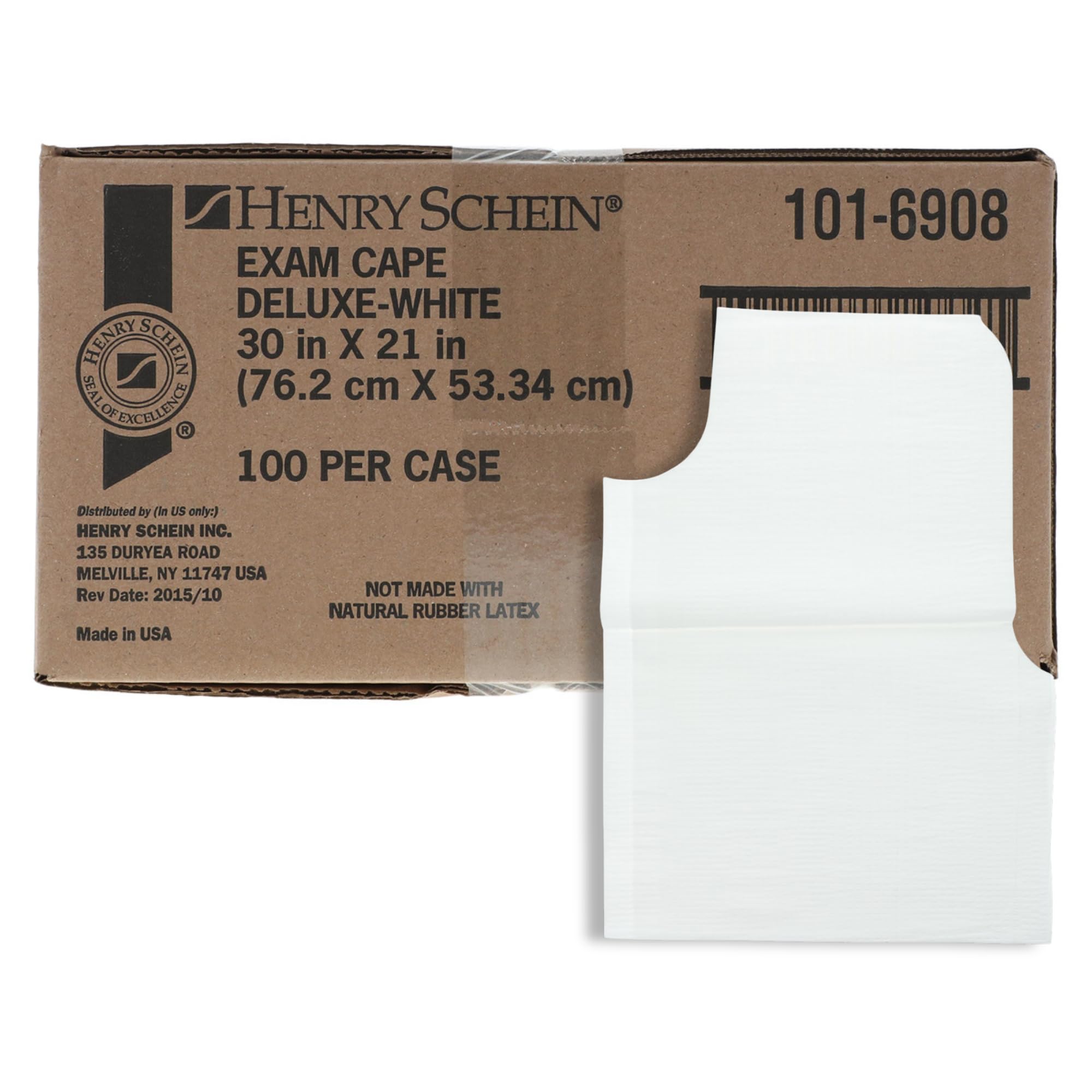 Henry Schein Disposable Exam Cape – 100/Case, White, 3-Ply Tissue/Poly, 30