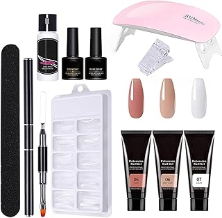 Gel Extensão Unhas | Kit inicial aprimoramento unhas gel - unha acrílica gel cola sólida para unhas fácil DIY extensão unhas arte unha Aezon