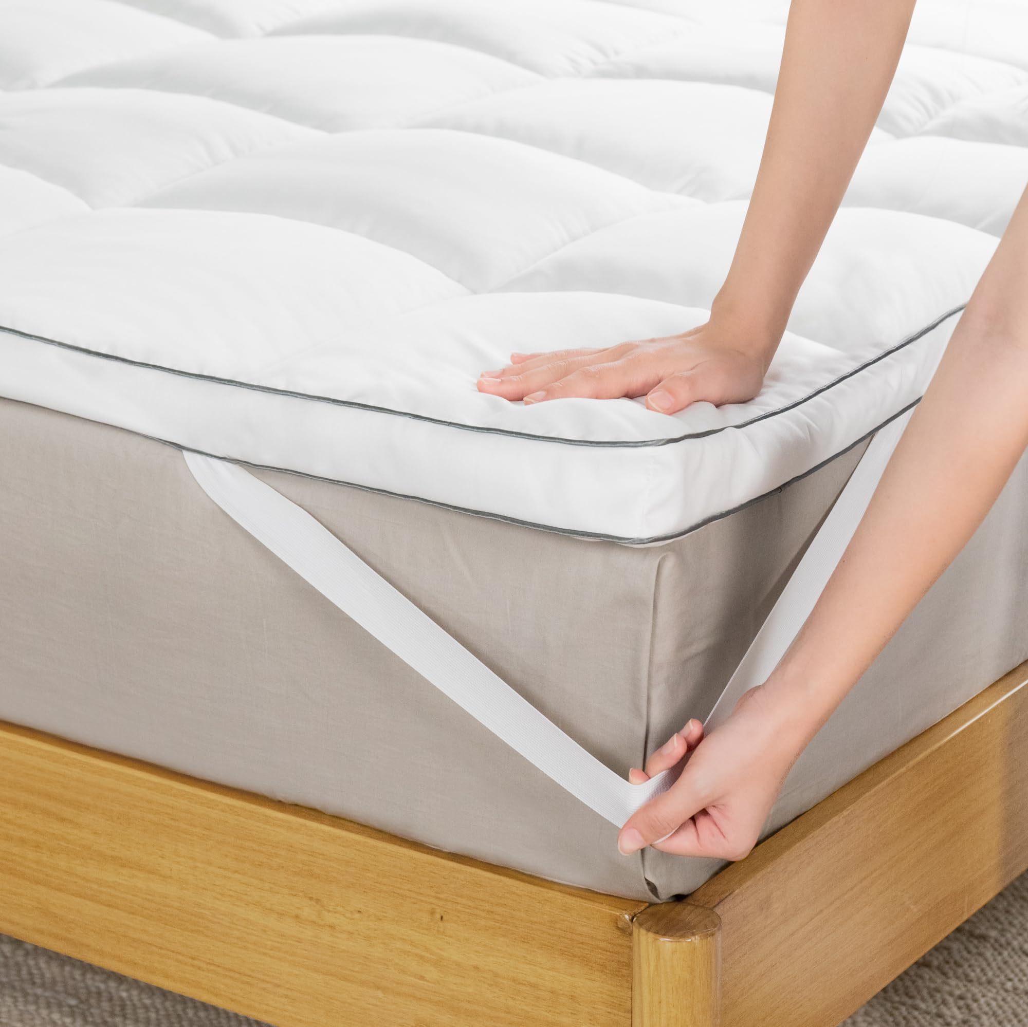 Zinus Mattress Topper, poliester, biały, 200 x 90 cm