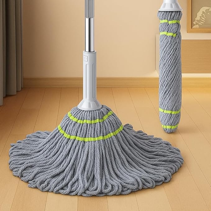 EXVITO 360° Flexible Spin Mop with Wringer & Bucket Deluxe System – Ultimate Floor and Durable Dust Easy to Use Floor Cleaner, for Clothes Handle Sharpening for Home & Kitchen (Grey, Flate)