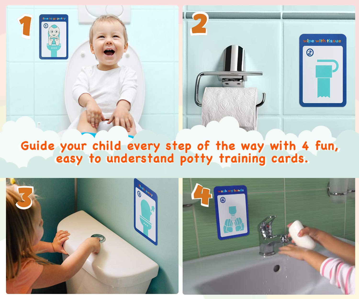 Buy Potty Training Chart Kit Waterproof Plastic Toilet Training Essentials for Kids, Toddlers